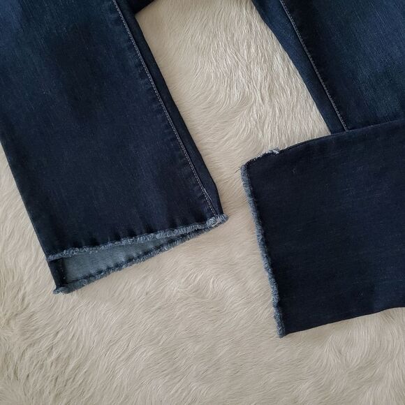 Nine West Jeans Women Size 6 Blue Dark Wash Raw Hem Stretch Denim High Rise - Picture 7 of 7